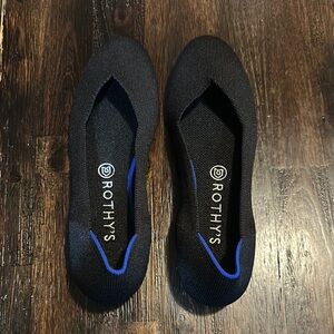 Rothy's Black and Blue Knit Flats Sleek Comfort NWOT